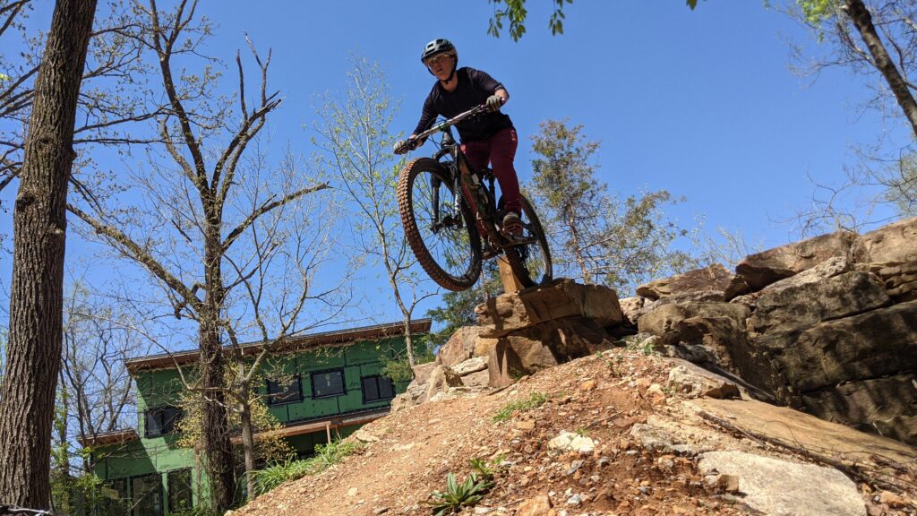 Full send off a bike ramp.